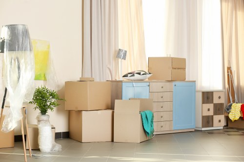 Removal van and movers in Archway street setting