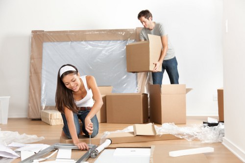 House movers preparing a local move in Archway with boxes and furniture