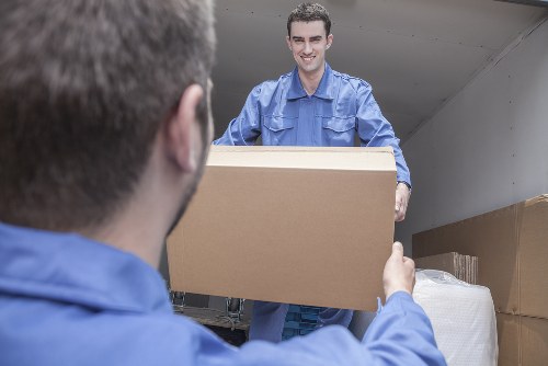 Packing boxes in an Archway home during a move
