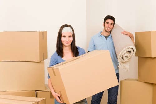Packed household items ready for removal in Archway